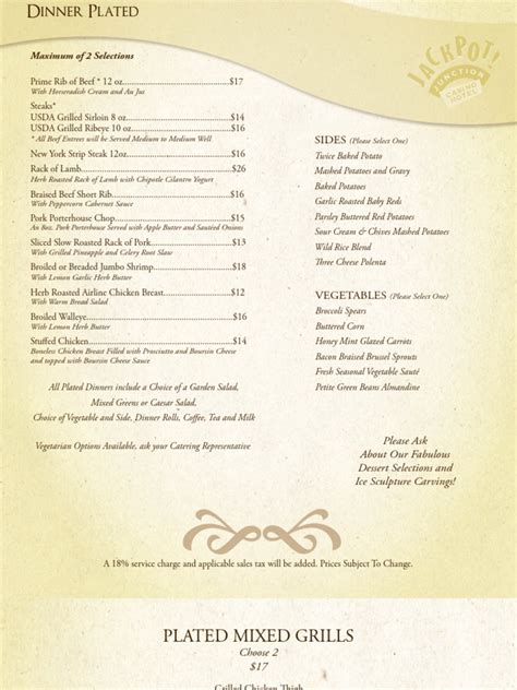 jackpot junction restaurant menu.